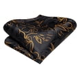 thumbnail image 7 of Hi-Tie Mens Black Gold Tie and Handkerchief Set Silk Floral Necktie Pocket Square Cuff-links Sets Wedding Business Holiday, 7 of 7