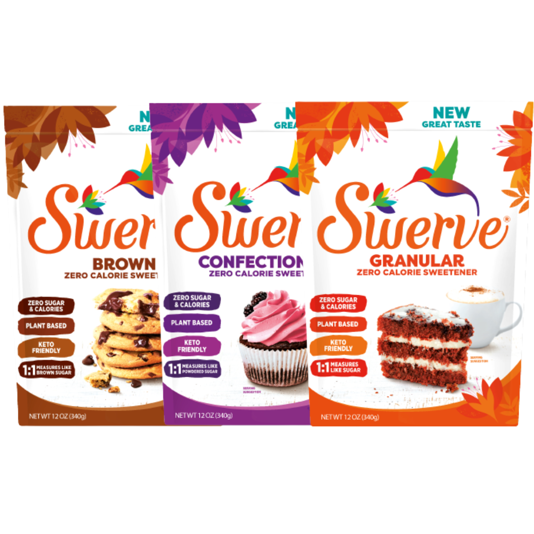 Swerve Sweetener Granular, Brown and Confectioners Baker's Trio Sugar