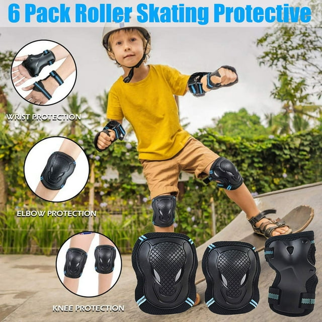 EGNMCR Roller Skating Protective Gear Kids Adults Wrist Guard Riding Knee Protector Set Skating Protective