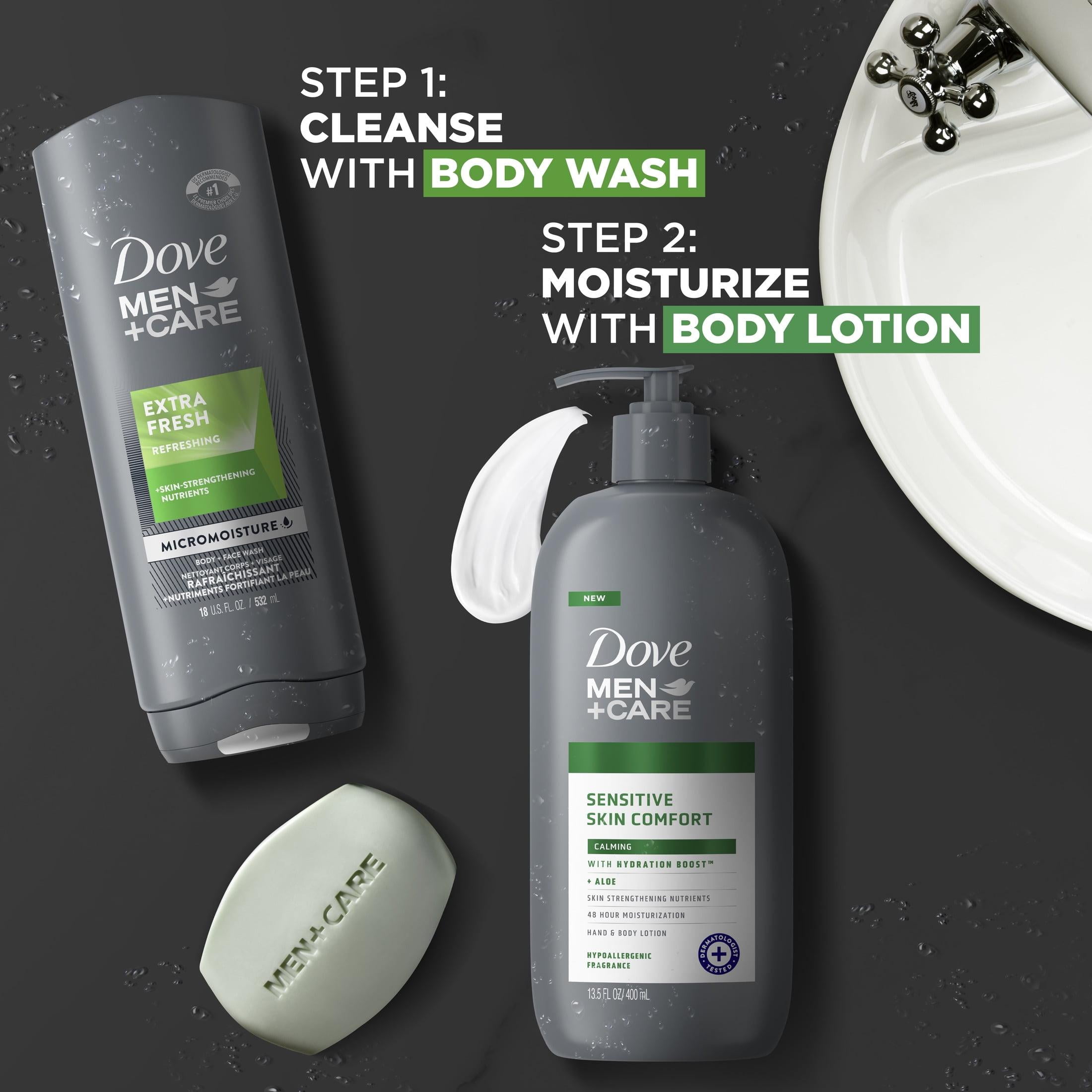 (2 pack) Dove Men+Care, Sensitive Skin Comfort, Calming Hand and Body Lotion, 13.5 fl oz (400 ml)