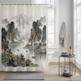 thumbnail image 3 of Green Mountain Stream Shower Curtain, Oriental Traditional Ink Painting Chinese Waterproof Shower Curtain Set with 12 Hooks Lightweight Bath Curtains Fabric Bathroom Decor 72x84 Inches, 3 of 9