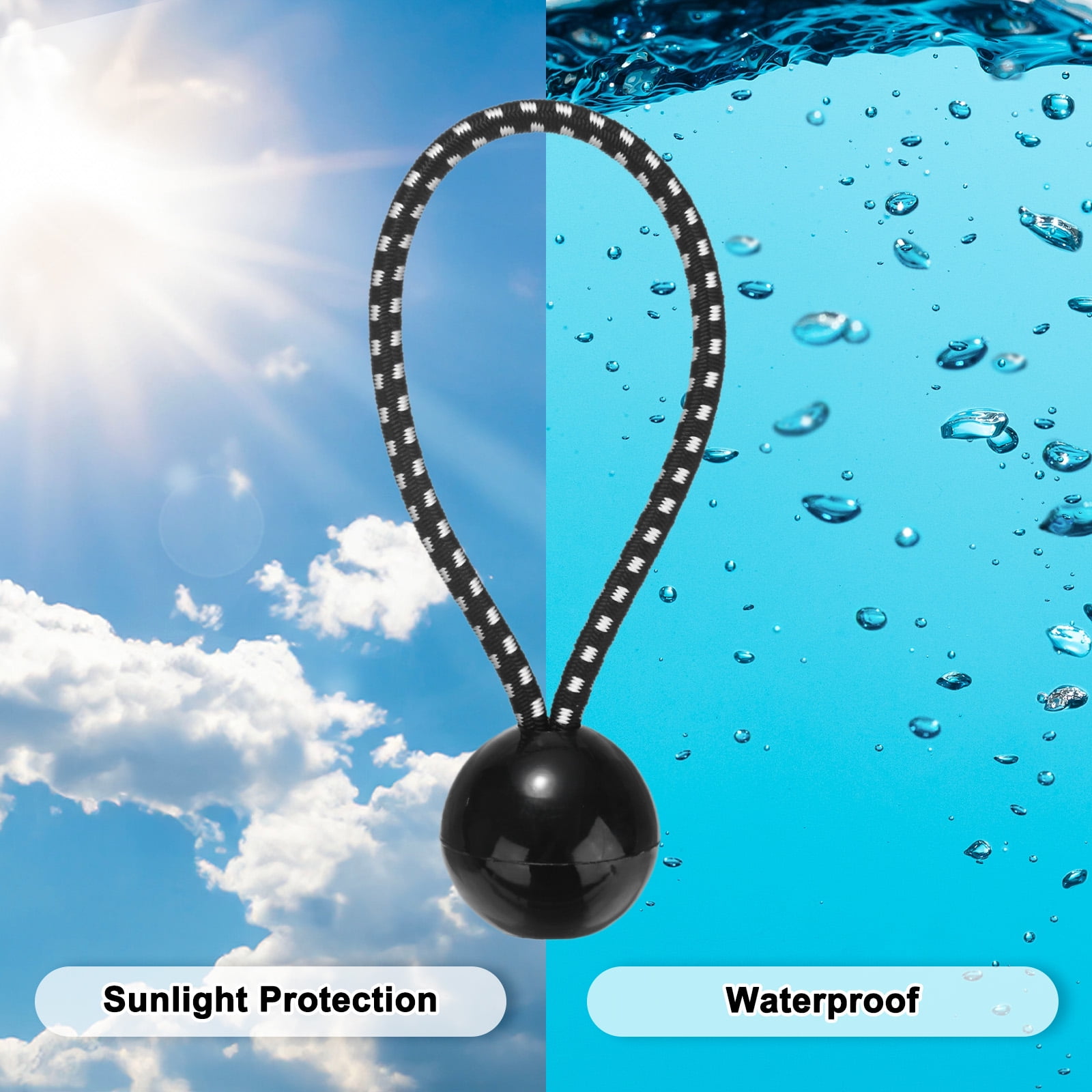 Uxcell 50-Pack Ball Bungee Cords, 4 Inch High Elastic Canopy Tarp Tie Down Bungee Balls for Tent/Cargo Holding [Black White]