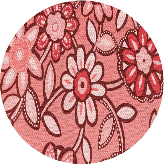 Ahgly Company Indoor Round Patterned Light Coral Pink Area Rugs, 8' Round