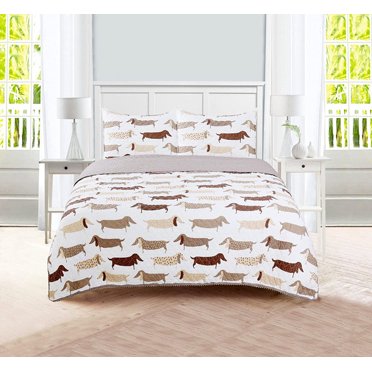 Sleeping Partners Kitty Cat Pompom Trimmed Quilt and Pillow Shams, 3 ...