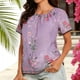 thumbnail image 1 of TaTaai Women's Casual Printed Top Round Neck Short Sleeve Chiffon Blouse Soft Flowy Lightweight Spring Summer Daily Beach Wear Gift, 1 of 7