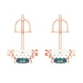 thumbnail image 4 of Rose Solid Solid Gold Halo Stud Everyday Dainty Earrings - 2.46 Ct Brilliant Princess Cut Studs Synthetic Blue Moissanite 14K, Everyday Dainty Earrings Screw Back, 4 of 7