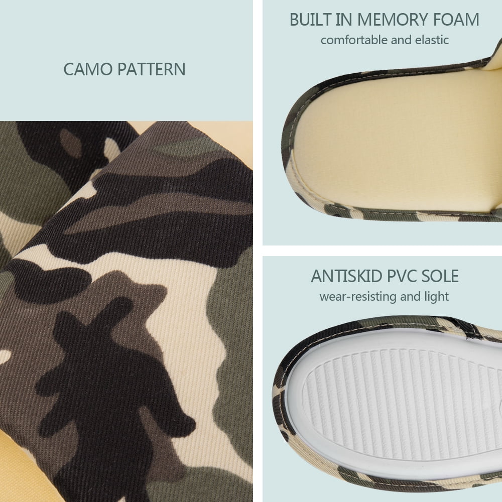 Lightweight Women’s Camouflage Memory Foam Slippers with Arch Support