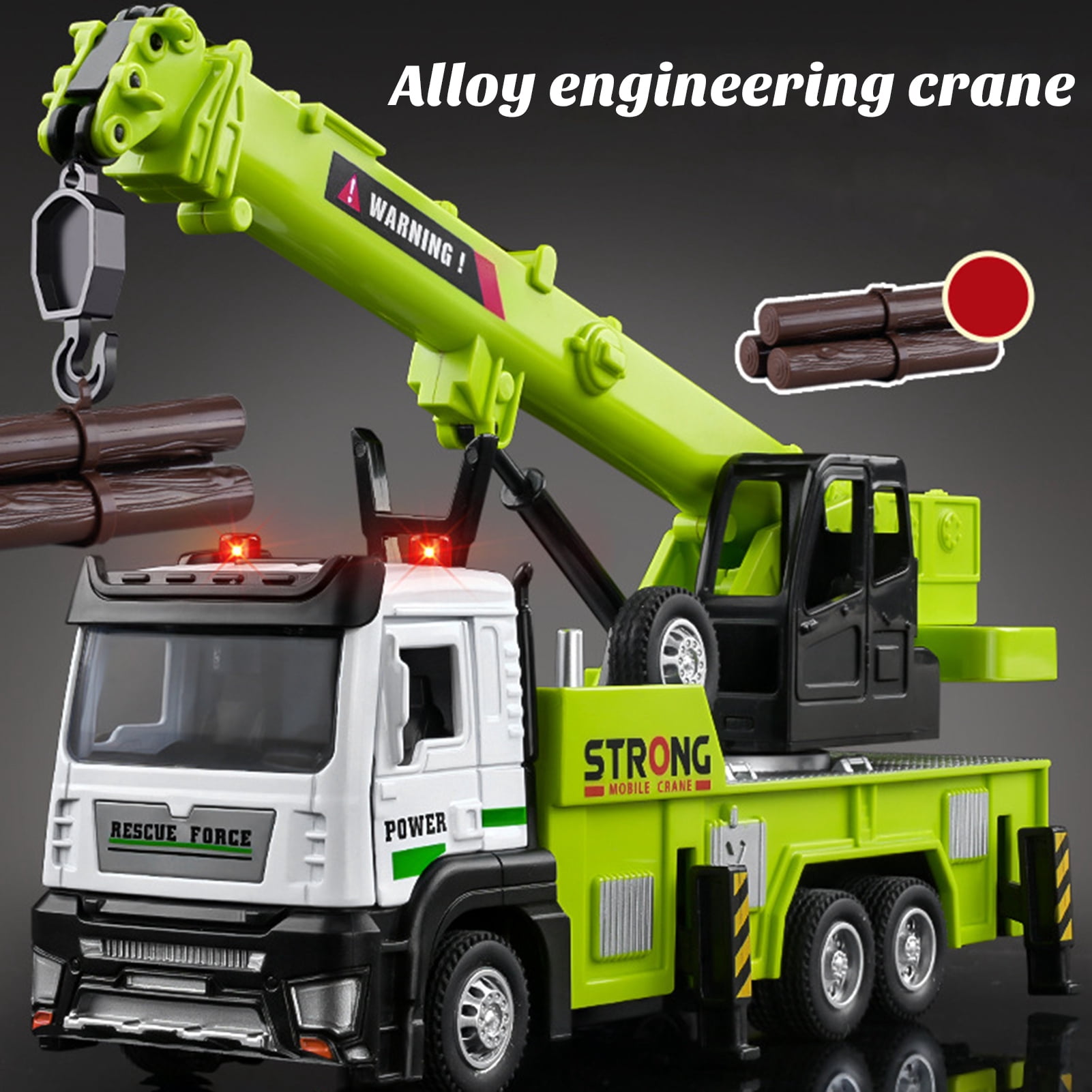 Sioweci Crane Truck Toy with Movable Joints Sound Light Realistic Toddlers Alloy Construction Vehicle Engineering Truck Model Kids Boys Birthday Gift Sets