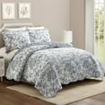 thumbnail image 2 of Modern Heirloom Garden Toile Blue 3-Piece Reversible Quilt Set, Full/Queen, 2 of 7