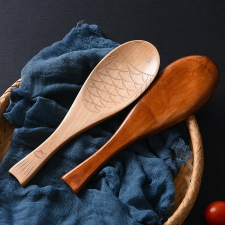 

Beechoice Wooden Rice Spoon Rice Cooker Spatula Utensils Wood Rice Paddle Non Stick Rice Spatula Kitchen Cooking Salad Tongs Rice Serving Spoon