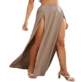 thumbnail image 3 of Womens Plus Size High Waist Waisted Double Split Long Maxi Skirts Beach Party Skirts, 3 of 6
