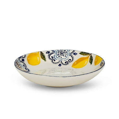 

Set of 12 Lemon Print Large Shallow Bowl