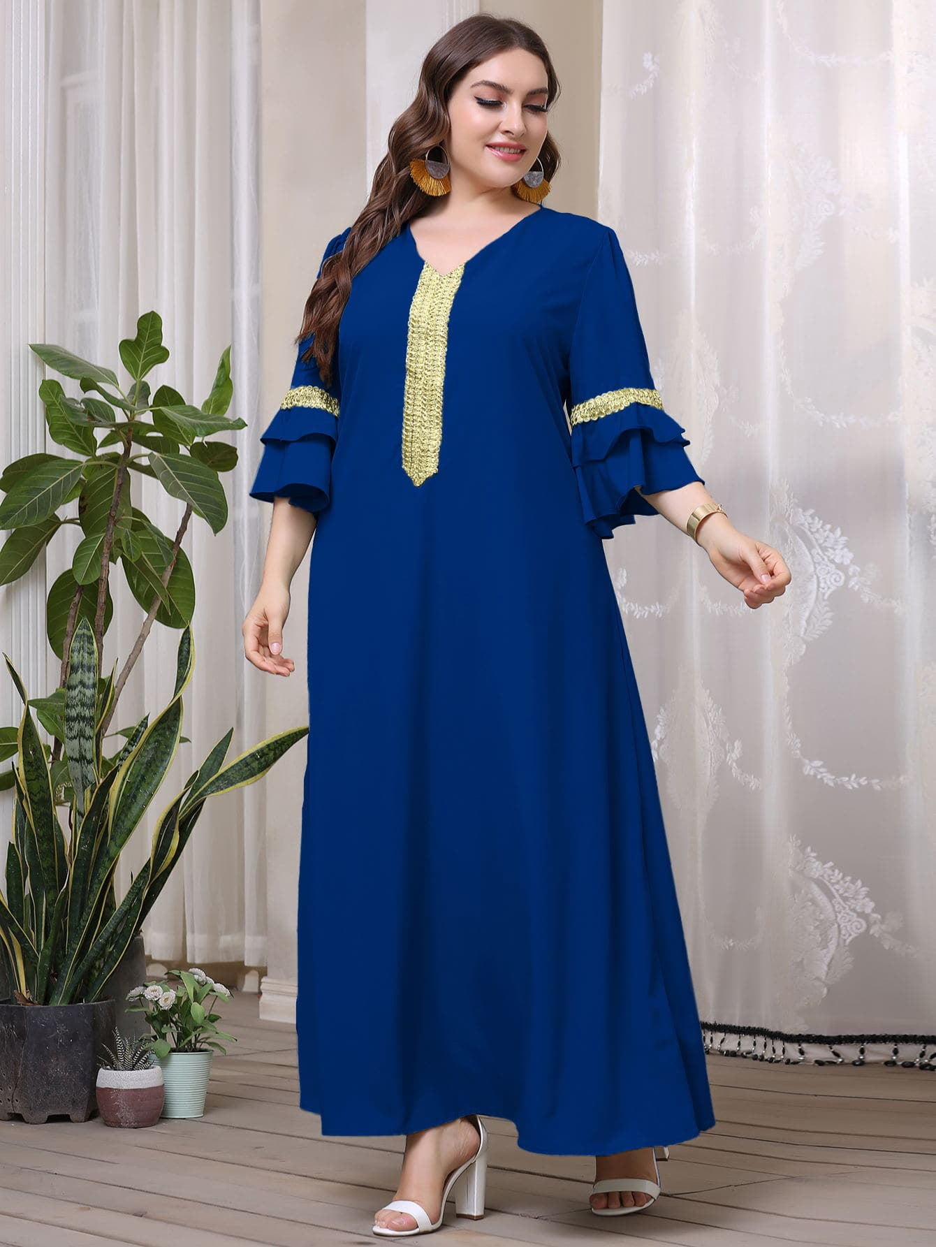 Royal Blue Women's Plus Size Contrast 