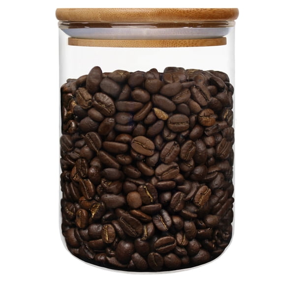 Blue Donuts 27 Oz Food Storage Containers with Wood Lids Airtight - Glass Kitchen Canisters