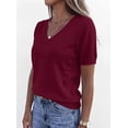 thumbnail image 5 of PRETTYGARDEN Womens Short Sleeve Sweater V Neck Trendy Pullover Tops Summer Spring Loose Lightweight Casual Blouse, 5 of 10