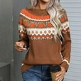 thumbnail image 5 of Bovemsi Sweaters for Women Cozy Pumpkin Print Long Sleeves Knit Sweater Crewneck Casual Pullover Tops Fall Halloween Party Sweatershirt Fall Sweaters, 5 of 9