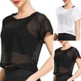 thumbnail image 3 of Women's Sheer Mesh Fishnet Net Short Sleeve T-Shirt Crop Top, 3 of 5