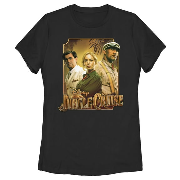 Women's Jungle Cruise Characters Logo  Graphic Tee Black 2X Large
