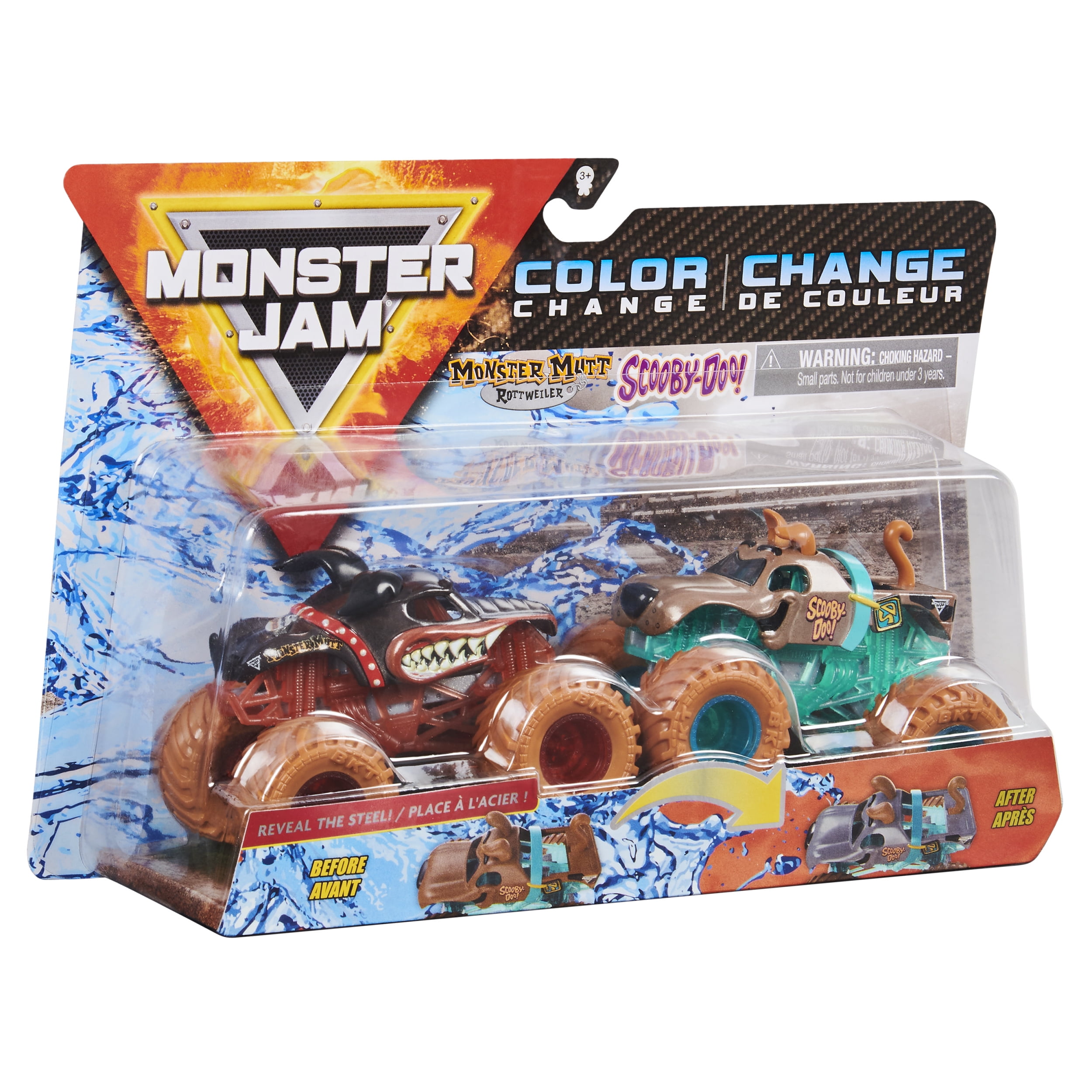 Monster Jam Official Monster Mutt Rottweiler Vs Scooby Doo Color Changing Die Cast Monster Trucks, 1:64 Scale, 2 Pack