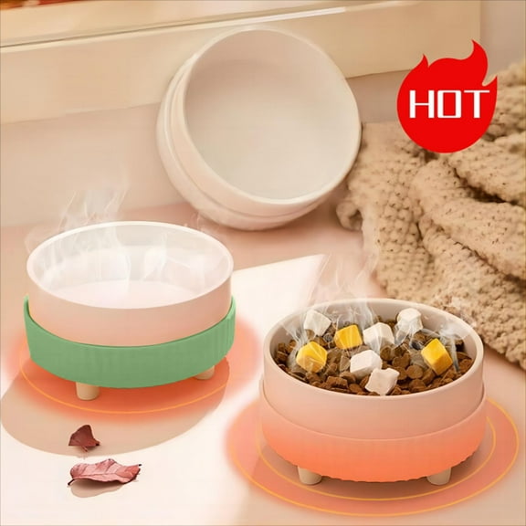 Heated Water Bowl for Dog Cat,USB Rechargeable Pet Heating Bowl,Pet Water Bowl Heater,Quiet Animal Drinking Bowl Dispenser,Outdoor Heated Dog Bowl,Heated Pet Bowl for Kitten Puppy (White)