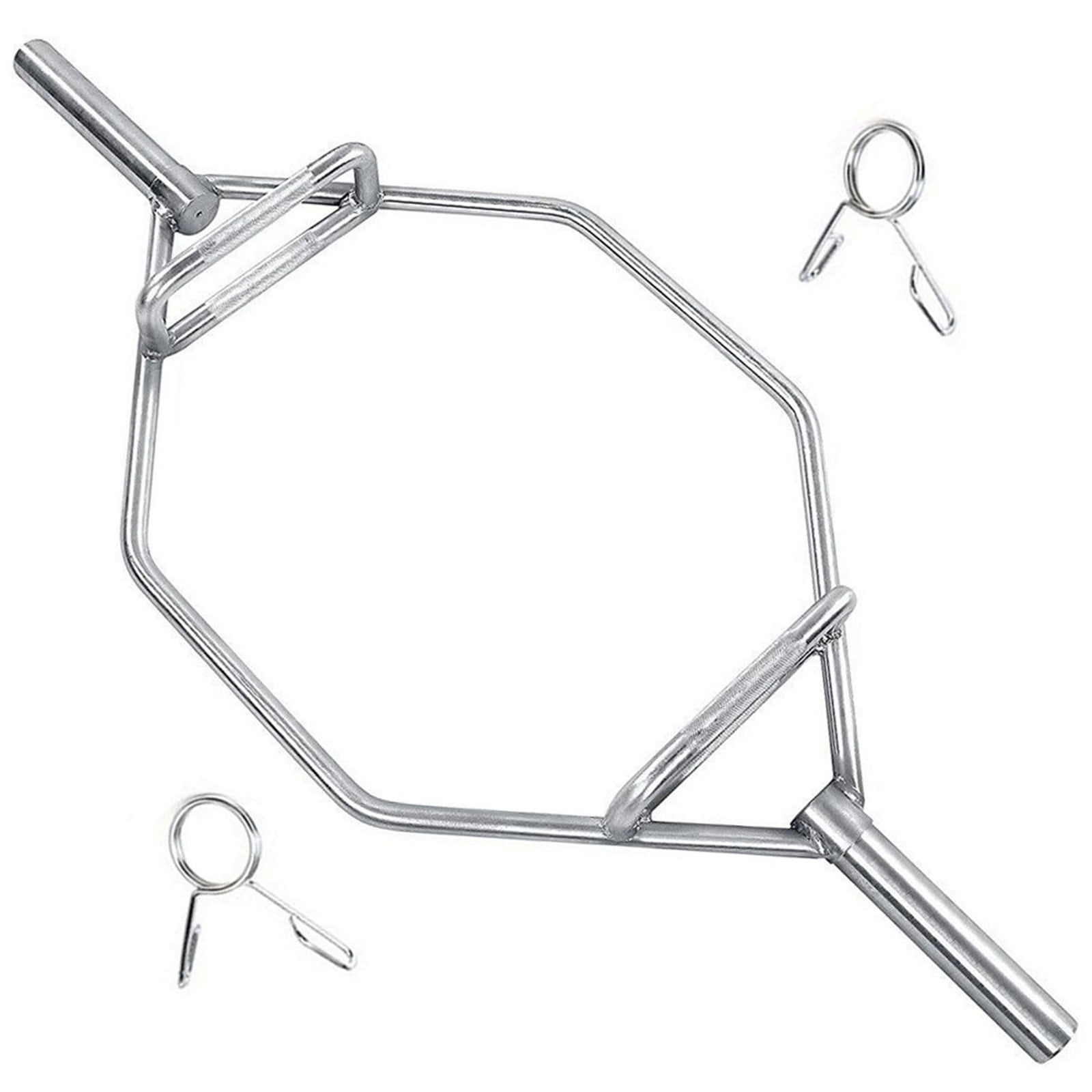 Chrome Olympic Hex Barbell Trap Bar with Flat or Raised Handles for