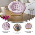 thumbnail image 3 of Emma + Oliver Oversize Faux Fur Folding Saucer Moon Chair for Dorm and Bedroom, Dusty Purple Faux Fur/Soft Gold Frame, 3 of 11
