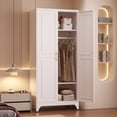 thumbnail image 3 of Polup 71" H Modern Metal Sturdy Armoire Cabinet with Shelves and Hanging Rod, Adult Bedroom Wardrobe Closet with Doors, 3 of 9