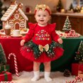 thumbnail image 2 of ZHOGXU Baby Girls Christmas Outfit Long Sleeve Candy Printed Top Bow Star Mesh Tutu Skirt Headband 3PCS Set For Kids,Red,12-18 Months, 2 of 9