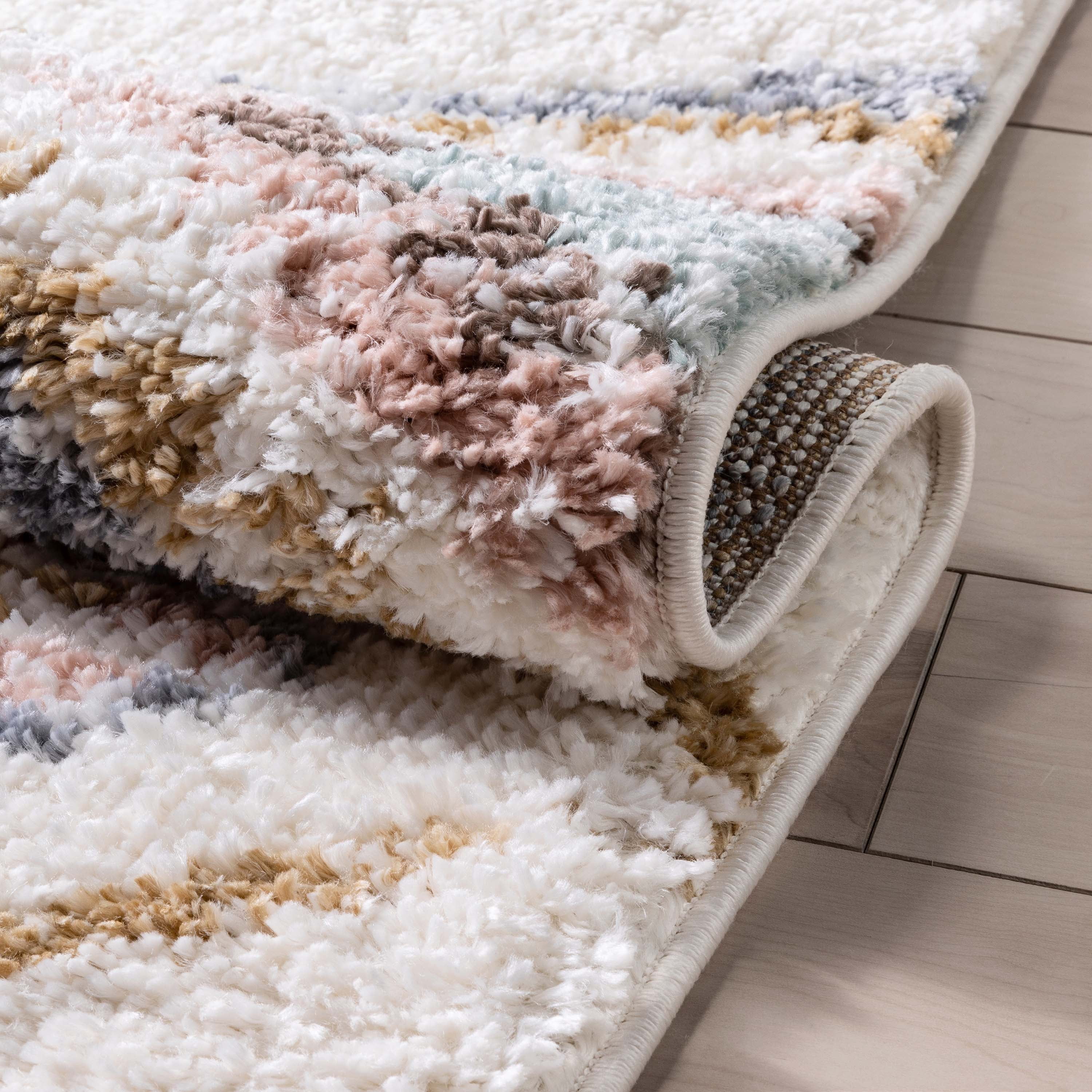 Well Woven Nala Moroccan Area Rug, 3.92' x 5.25', Cotton Fringe For Authentic Look, Plush & Soft Shag Pile, Moroccan Tribal Print