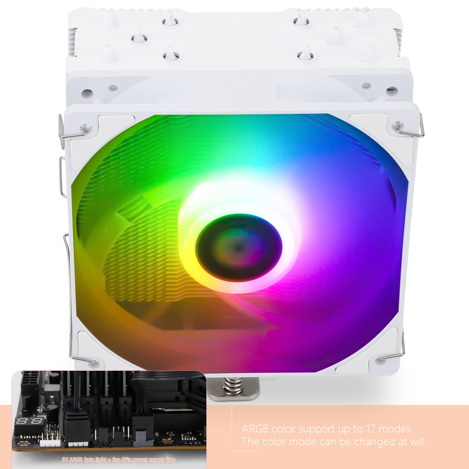 Assassin King 120 SE White ARGB CPU Air Cooler, AK120 ARB, 5 Heatpipes, TL-C12CW-S PWM Quiet Fan Cooler with S-FDB Bearing, for AMD AM4/AM5/Intel LGA1700/1150/1151/1200/1851