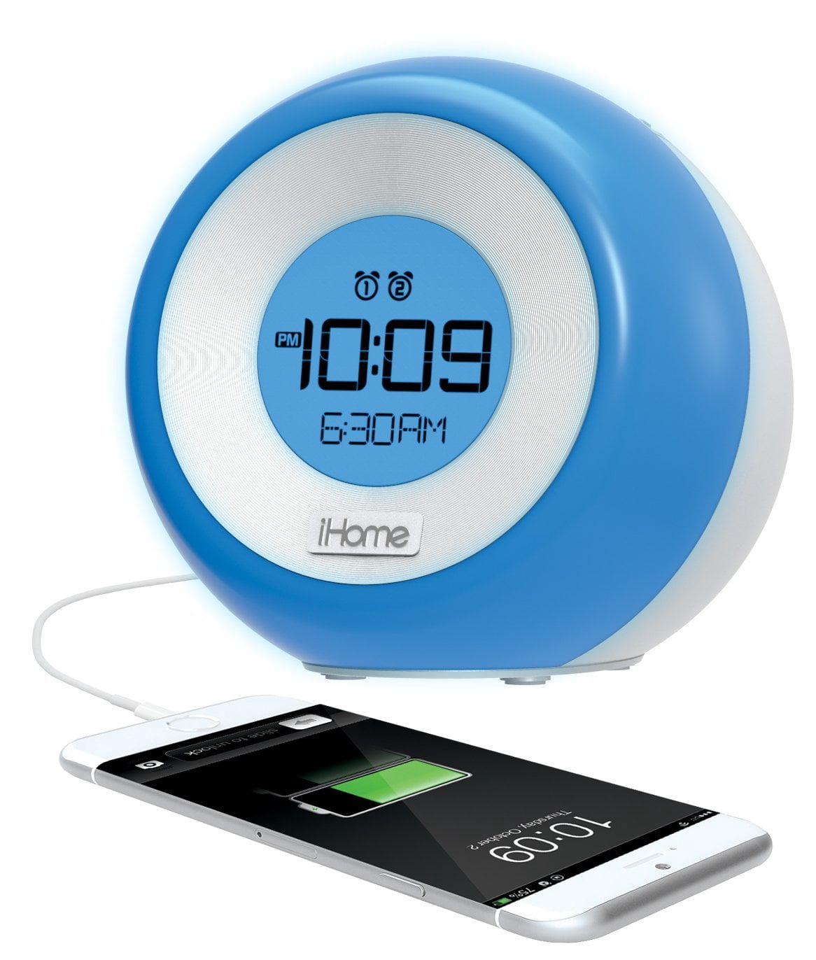 iHome IM29SC Color-Changing Dual Alarm FM Clock Radio with USB Charging