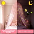 thumbnail image 5 of Pink Bed Canopy for Girls with Glowing Stars Premium Canopy Bed Curtains Fits Single, Twin, Full, Queen Size Kids Bed, Princess Netting Room Decor, Ceiling Tent to Cover Toddler, Canopy for Bed, 5 of 7