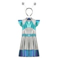 thumbnail image 4 of Linjinx Girls Alien Astronaut Outfit Sparkly Metallic Dance Dress with Alien Headband Kids Outer Blue 8, 4 of 7