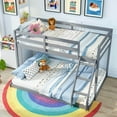 thumbnail image 4 of Costway Twin Over Full Bunk Bed with Integrated Ladder & Safety Guardrails Solid Wood Gray, 4 of 9