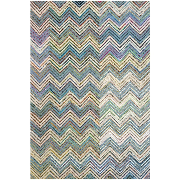 SAFAVIEH Nantucket Warner Striped Area Rug, Beige/Blue, 6' x 9'