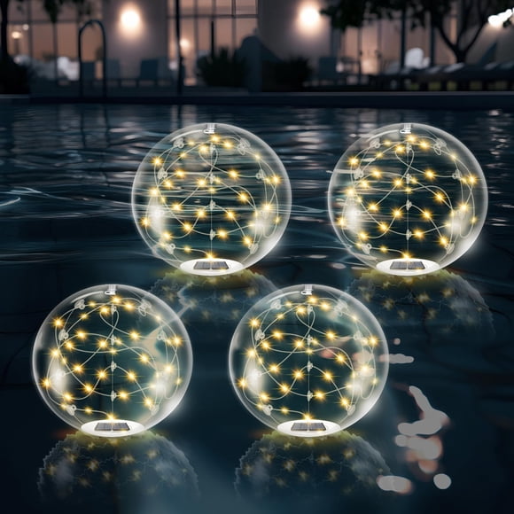 Luces flotantes para piscina afzdby, alimentadas por energía solar, 35 cm, color blanco cálido