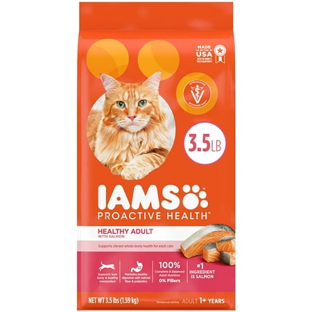 IAMS PROACTIVE HEALTH Adult Healthy Dry Cat Food with Salmon, 3.5 lb. Bag