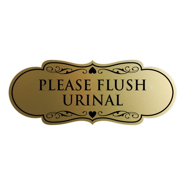 Designer Please Flush Urinal Sign (Brushed Gold) Medium