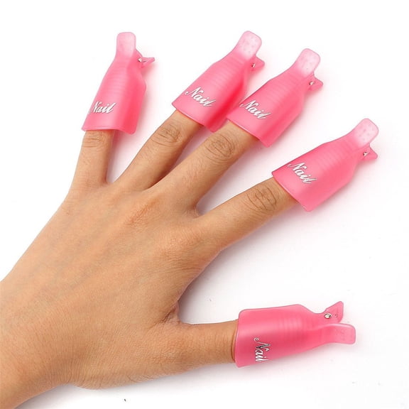 10PC Plastic Nail Art Soak off Cap Clip UV Gel Polish Remover Wrap Tool - Nail Remover Clips, Pink, 5x2cm, Easy Gel Removal, Salon Home Use, Portable, Durable, DIY Nail Care Makeup Organizers
