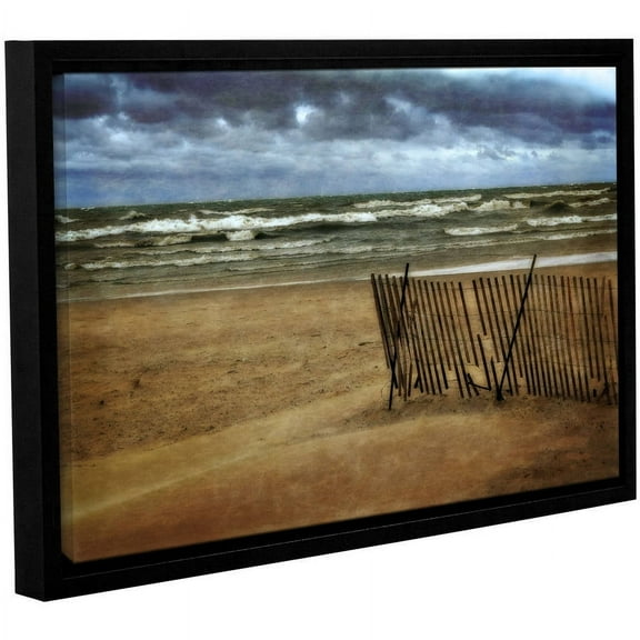 ArtWall Kevin Calkins "Snow Fence and Waves" Gallery-Wrapped Floater-Framed Canvas