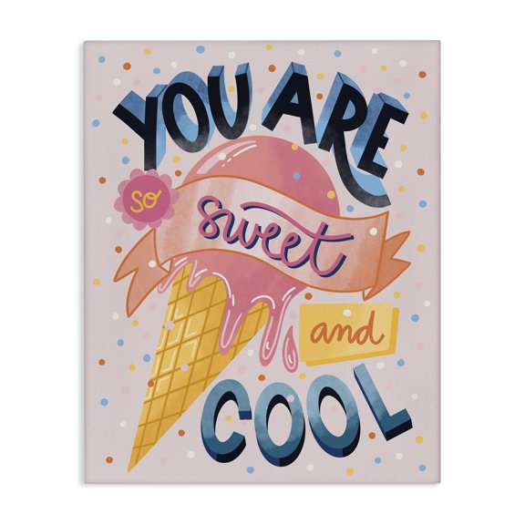 Stupell Industries Modern Sweet & Cool Retro Patterned Polka Dot Ice Cream Canvas Art, 24 x 30, by Dominika Godette