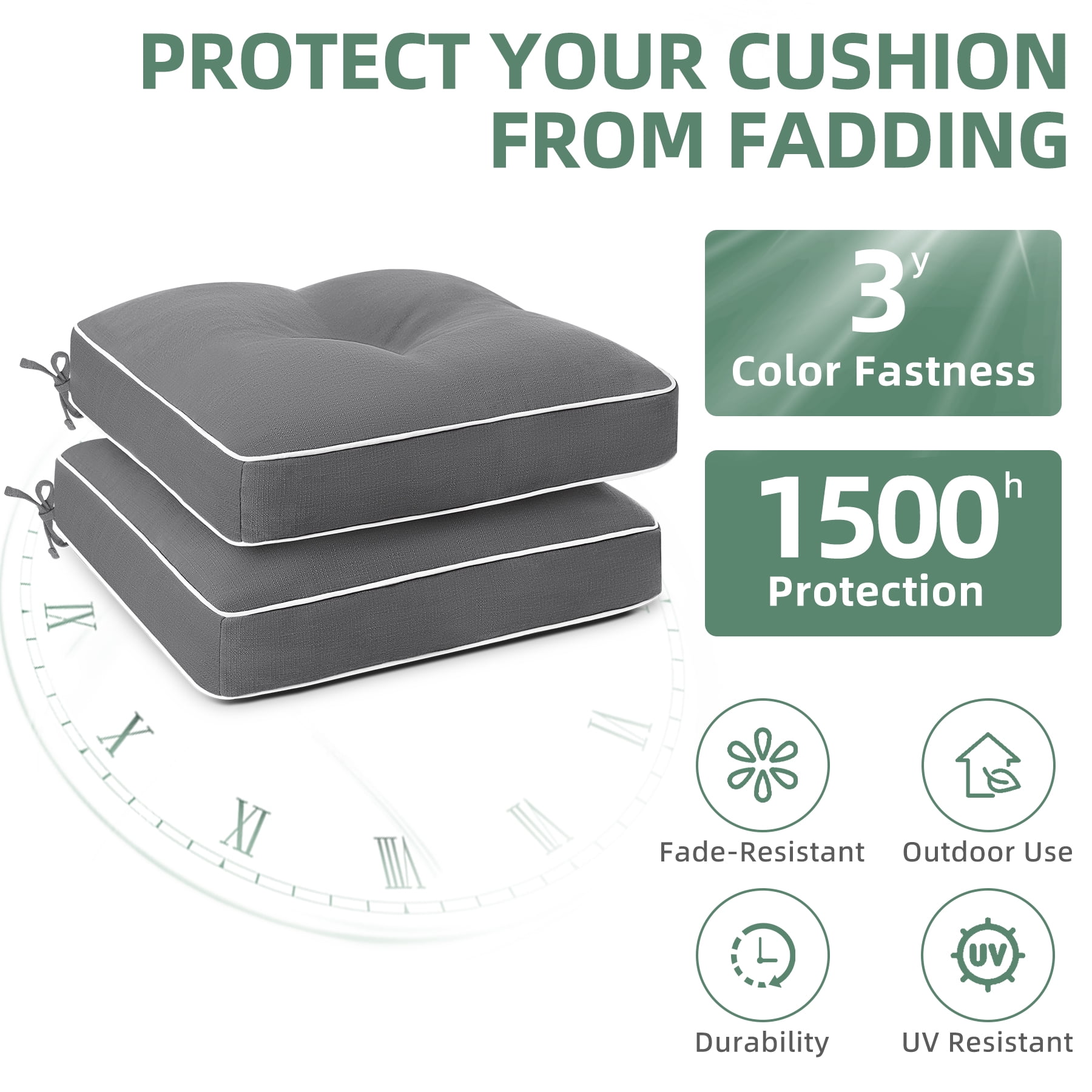 Favoyard Patio Chair Cushions, 3-Year Color Fastness Indoor/Outdoor Chairs Cushion for Seat Dining Rocking Wicker Chair Cushion with Tie Straps