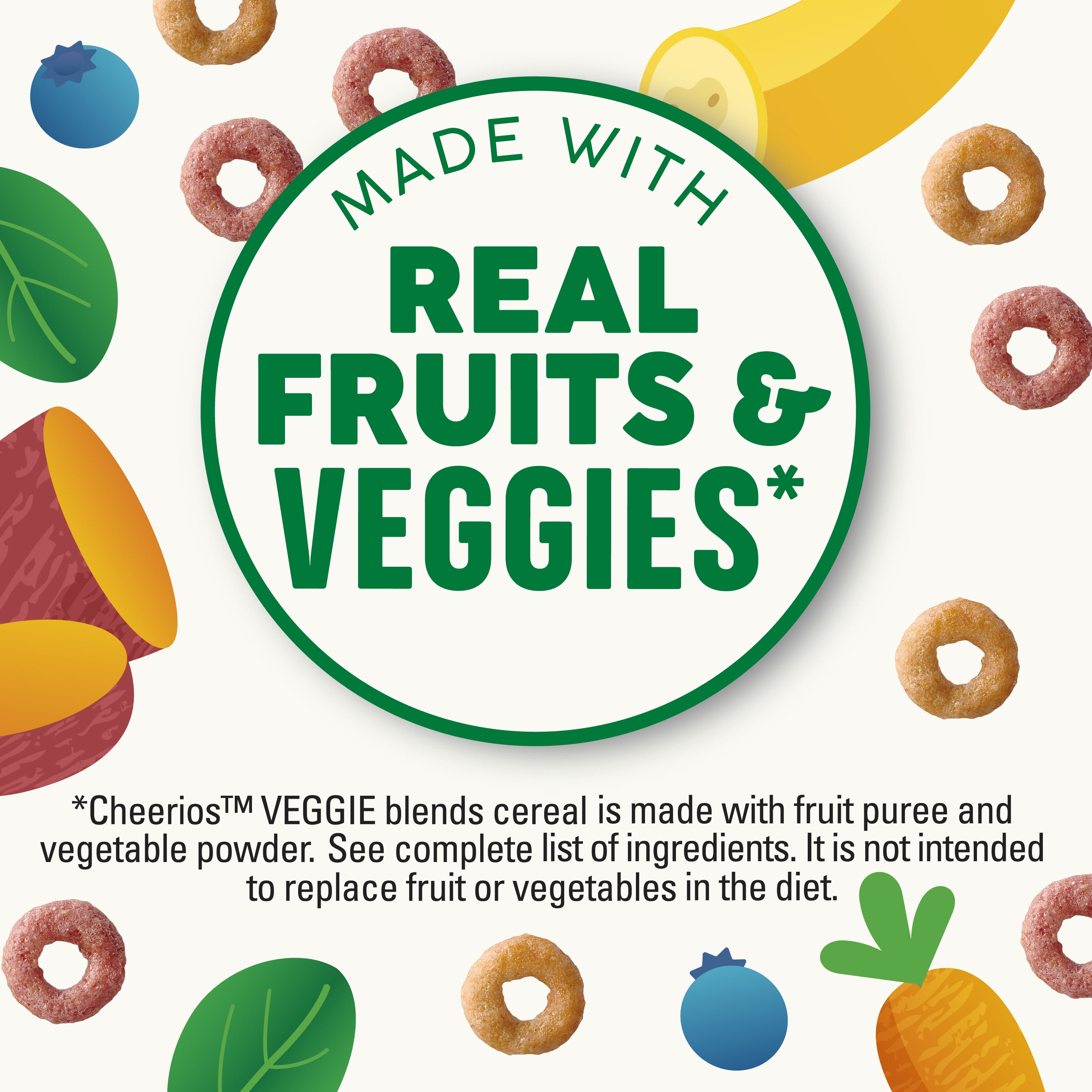 Cheerios VEGGIE blends Blueberry Banana Cereal, Whole Grains, 300 g