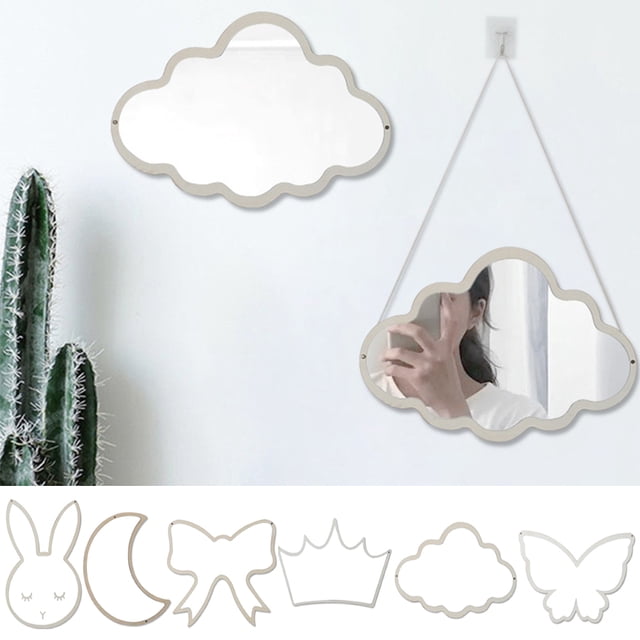 Hanging Cloud Shape Mirror Wall Decor Small Gold Round Mirror with Hanging Chain Mirror Decorative Mirror Wall Decor for Home Living Room Bathroom Bedroom