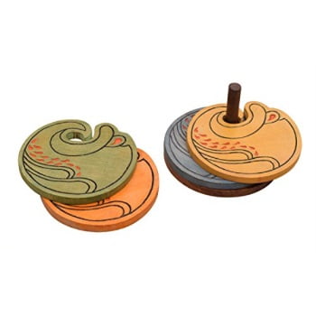 Wooden Coaster Set - storeindya Thanksgiving gifts Coasters With Holder Wooden Tea Coffee Coaster Set of 4 Handmade Bar Home Kitchen Dining Accessories (design4)