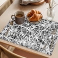 thumbnail image 3 of Spring Black Gray Cobweb Placemats Set of 8 Abstract Minimalist Farmhouse Lines Place Mats Indoor Wipeable Table Mats Washable Dining Table Placemats for Kitchen Holiday Party Home Decor 13x19 Inch, 3 of 9
