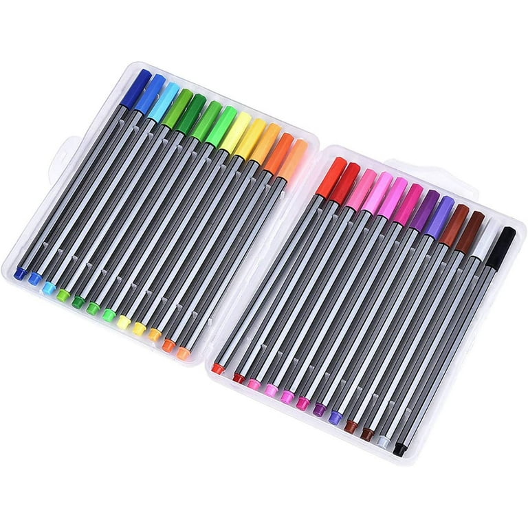 MICKYU 24 Color No Bleed Through Pens 0.4 mm Fineliner Sketch Art Pens  Drawing Markers for Bullet Journal Planner Coloring Book