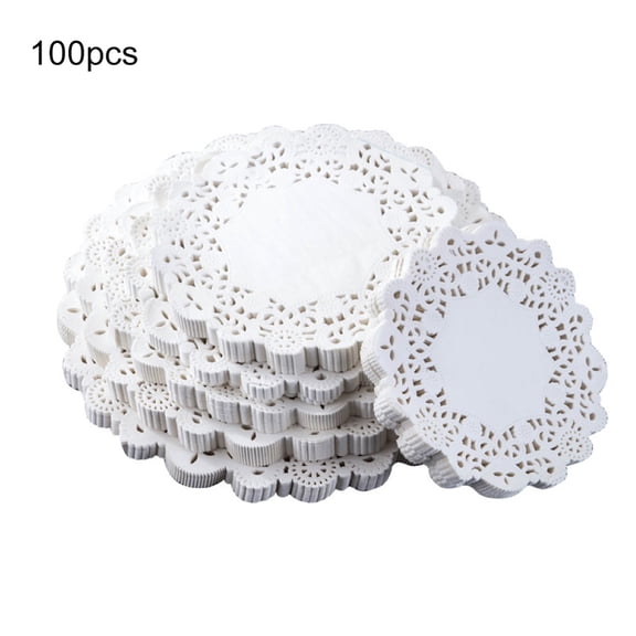 cdar Cake Placemat,100Pcs Round Paper Lace Doilies Cake Placemat Party Wedding Baking Decoration