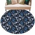 thumbnail image 2 of Summer Ocean Round Living Room Rugs 6 ft, Seahorse Shell Starfish Black Background Washable Area Rug with Non-Slip Sturdy Edge Binding Round Carpet for Kitchen Office Bedroom, 2 of 9