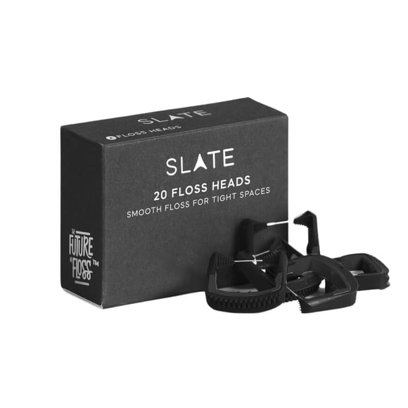 Recambios para hilo dental Slate, paquete de 20 cabezales de hilo tejido, negro